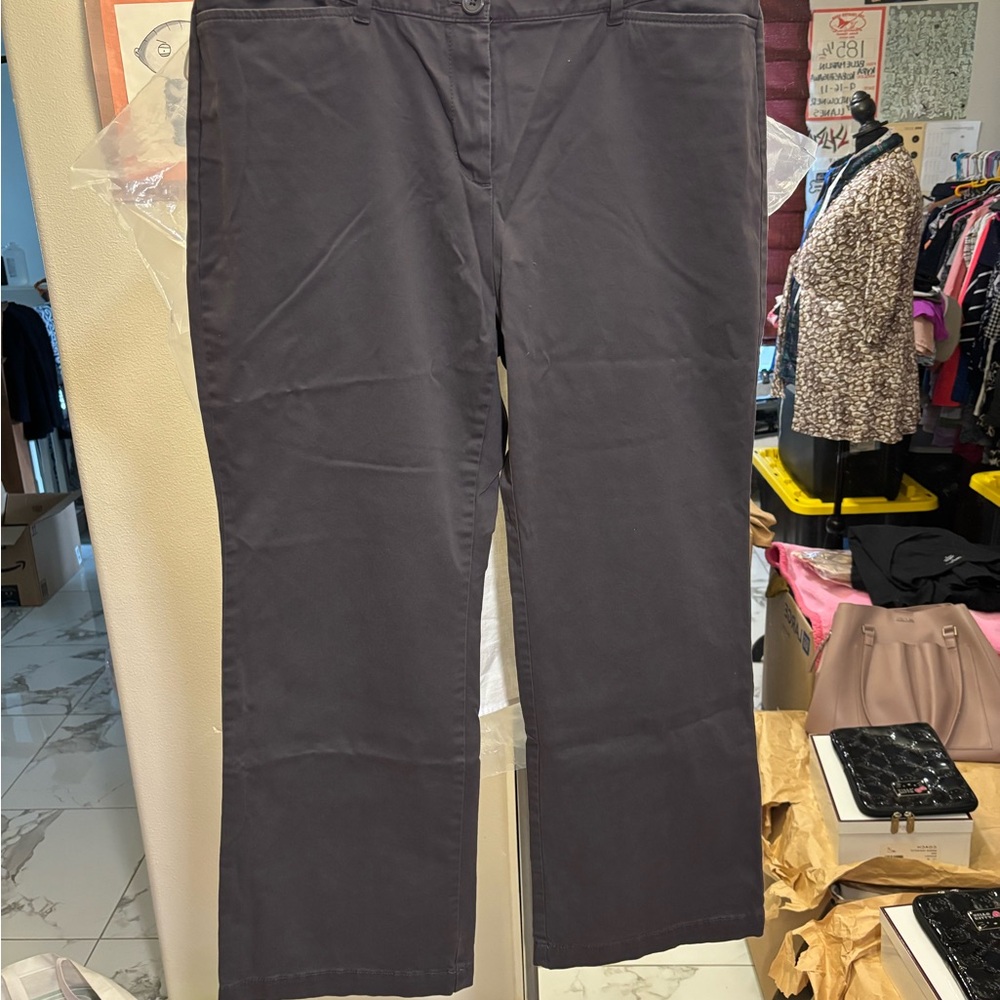 LOFT Charcoal Curvy Trousers